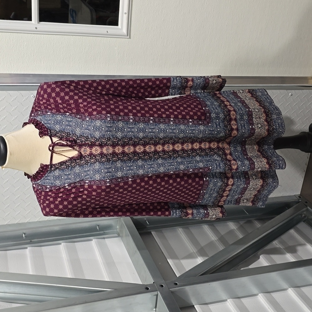 Style & Co‎ Women's Printed Split Neck Tunic Top Red Size Large - Picture 2 of 11